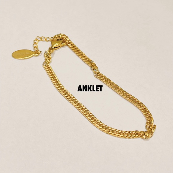 Anklet -Gold Cuban curb chain waterproof 18k gold plated on stainless… - Picture 1 of 5
